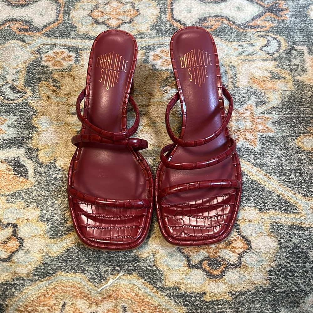 Charlotte Stone red croc strappy sandals - Picture 2 of 5